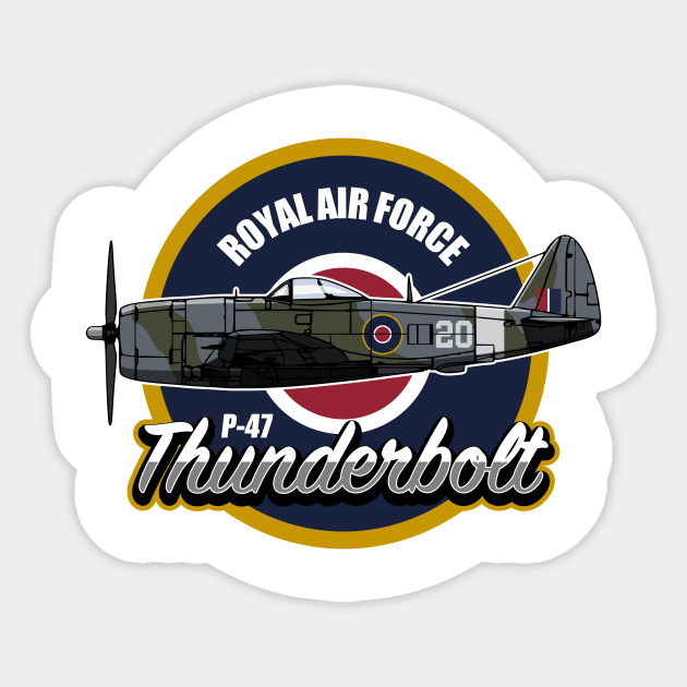 RAF P-47 Thunderbolt Sticker by Tailgunnerstudios